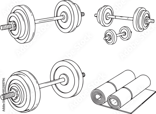 Black and white of gym equipment dumbbell weight