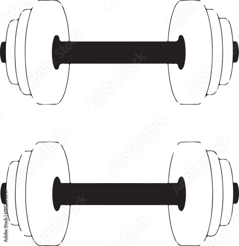Dumbbell and barbell weightlifting equipment weights fitness