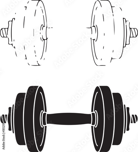 Dumbbell in black and white weights fitness