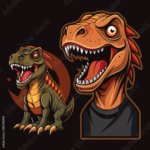 Roaring Prehistoric Charm: A captivating illustration showcases a fearsome dinosaur, evoking the thrill of prehistoric life and wonder. 