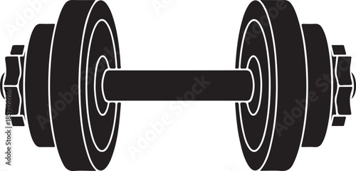 Single black dumbbell with white outline weight fitness