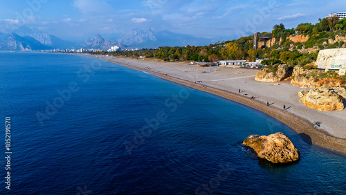 Antalya's world-famous cliffs. Mediterranean Sea.