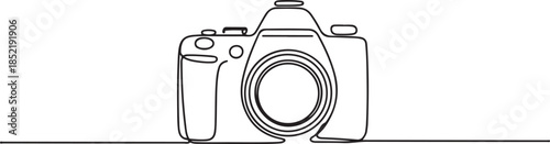 Camera one continuous line drawing vector illustration, One continuous editable line drawing of a professional camera. one line Art icon drawing
