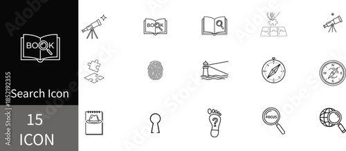 Search Vector management, thin, web, work, people, media, finance, teamwork, team, social, marketing, find, shopping, leadership, search, connected, contract, strategy Icon in illustetor