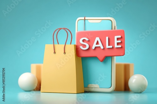Online shopping smartphone and retail bags
