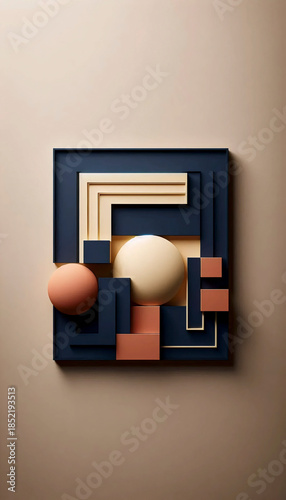 A geometric abstraction photographic print, Ai generated image