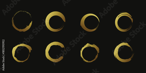 Circle brush element vector with creative golden shape Premium Vector part 3