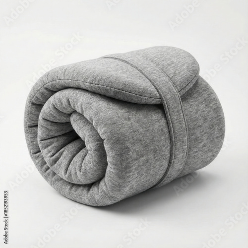 Rolled gray travel neck pillow compact storage