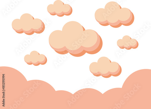 Cute Peach Clouds Floating in a Whimsical Sky