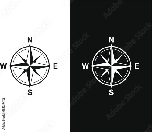 Compass Rose Icon with North, South, East, and West Directions