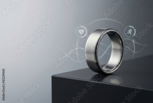 Smart ring wearable health technology concept