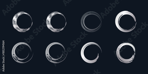Circle brush element vector with creative silver shape Premium Vector part 2