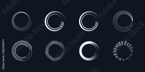 Circle brush element vector with creative silver shape Premium Vector part 3