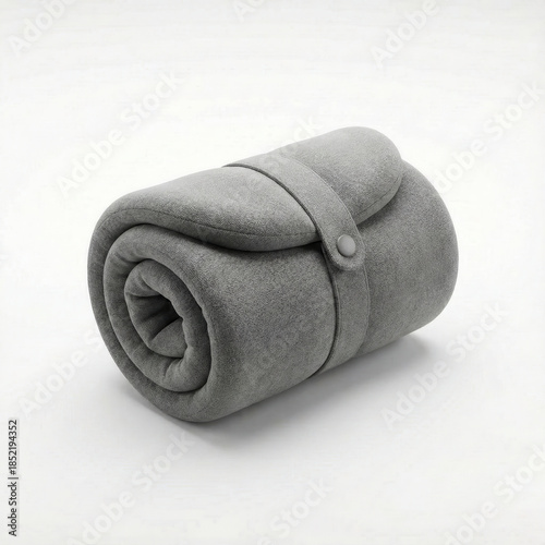 Rolled gray travel neck pillow compact storage
