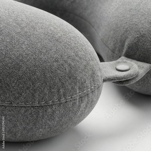 Gray travel neck pillow fabric texture close up