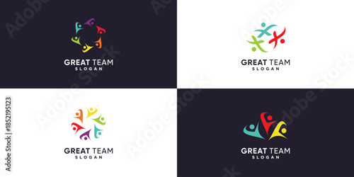 Team work logo collection with modern unique concept Premium Vector part 2