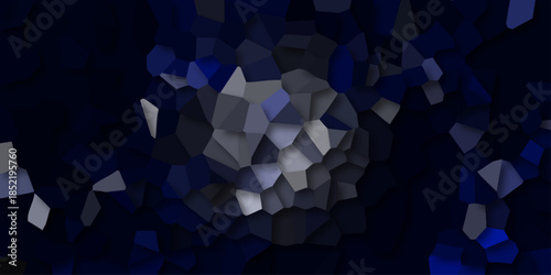 Deep Blue Abstract Geometric Mosaic Pattern with Polygonal Shapes and Subtle Shadows Creating Depth and Texture