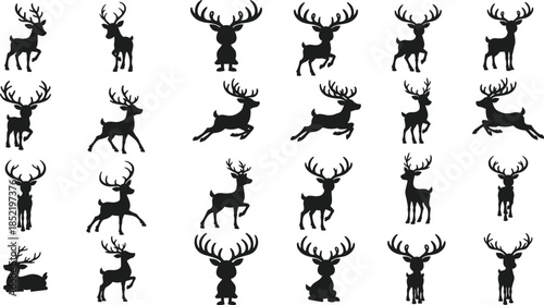 Collection of deer silhouettes in various poses