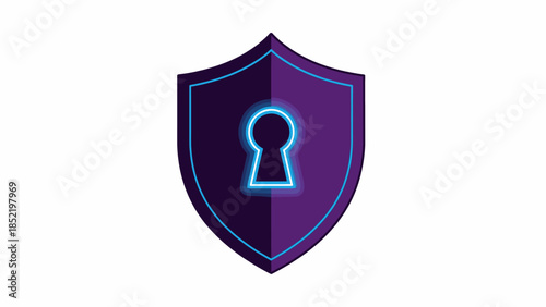 Cybersecurity shield icon with glowing keyhole representing protection and secure access