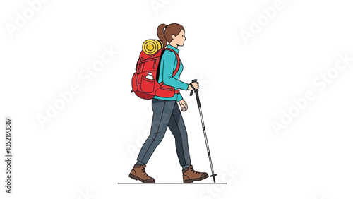 Hikers walking together representing outdoor adventure travel exploration and active healthy lifestyle concept