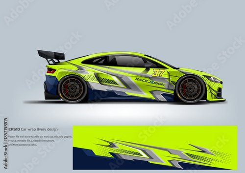 A vibrant neon green and black GT racing wrap designed for maximum visibility and modern motorsport identity.
