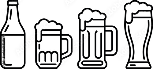 Beer Bottles and Glasses Illustration