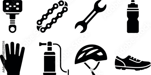 black and white bicycle repair tools and accessories