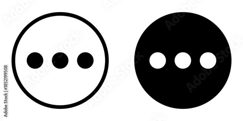 More icon set. A minimal and modern line drawing of three dots inside a circle, commonly used as a menu or options icon.