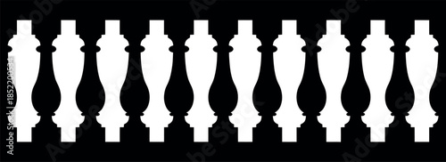white decorative fence railing balusters pattern