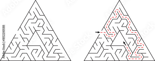 Triangle Maze Puzzle Solution Complex Geometry Design