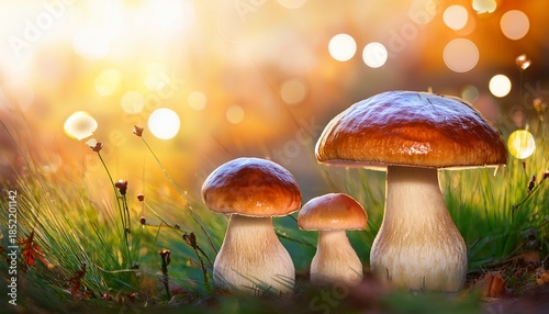 Wallpaper Mural Three Mushrooms In The Grass Torontodigital.ca