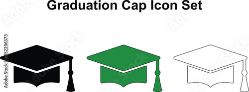 Graduation Cap Icon Set for Education and Academic Achievement