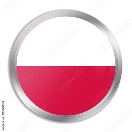 Free Download Poland flag - glossy circle button in metal frame displays a colorful flag of a country cultural identity and heritage. The essence of national pride and unity. - GFXLoad