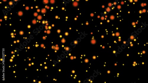Warm Golden Orange Light Particles Rising Upward Creating Magical Abstract Motion on Dark Background