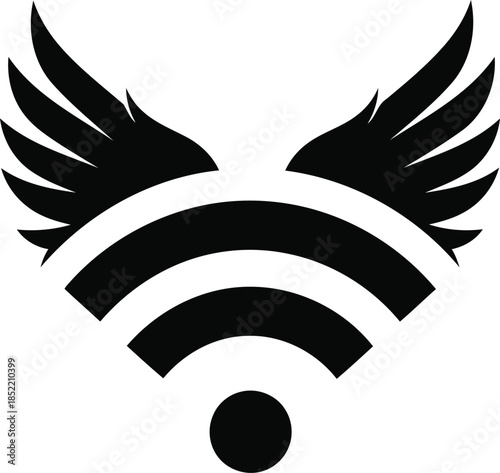 High Speed Wireless WiFi Signal with Wings Illustrator Vector Icon