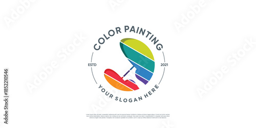 Paint logo emblem with unique concept Premium Vector