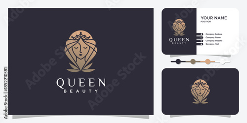 Woman logo beauty with creative style Premium Vector