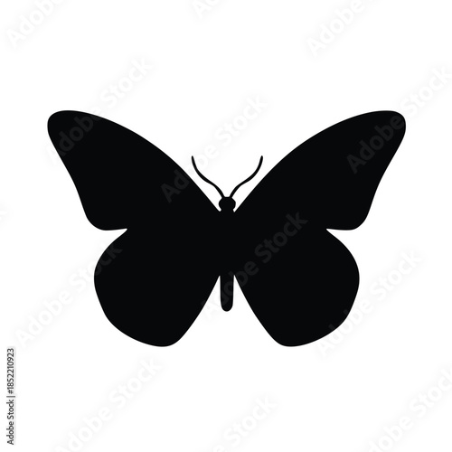 Butterfly silhouette, black insect icon, simple nature graphic, isolated vector art