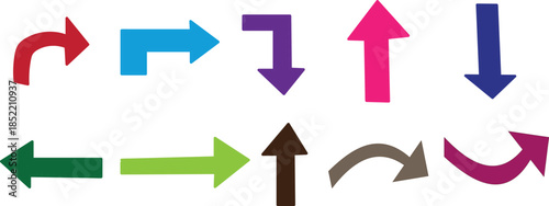 A collection of colorful arrows pointing in different directions
