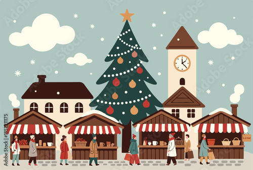 Christmas Market Cartoon