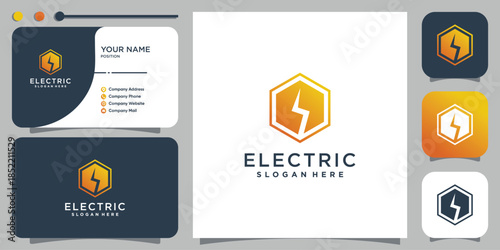 Electric logo with modern hexagon concept Premium Vector