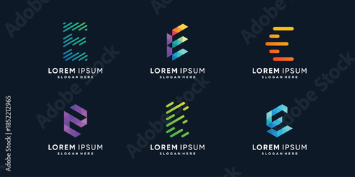 E logo collection with modern creative concept Premium Vector