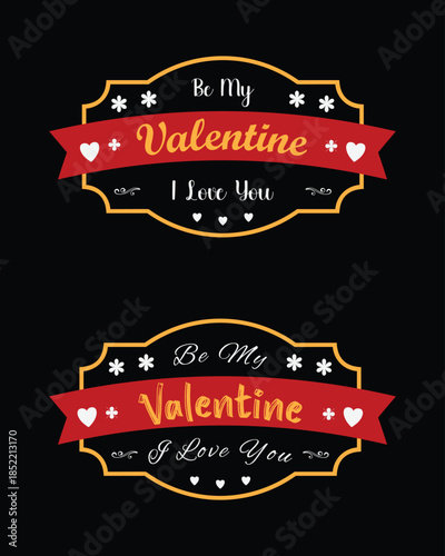 Happy Valentine's Day Heart Typography Vector Design Set