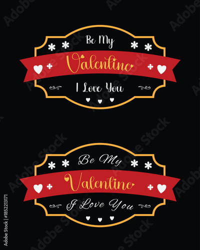 Happy Valentine's Day Heart Typography Vector Design Set