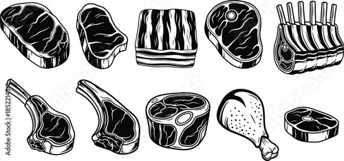 Assorted raw meat cuts