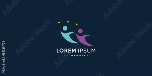 People logo with reach the dream concept Premium Vector part 1