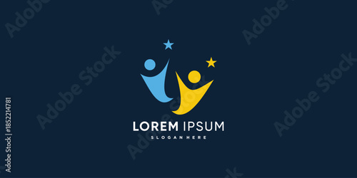 People logo with reach the dream concept Premium Vector part 3