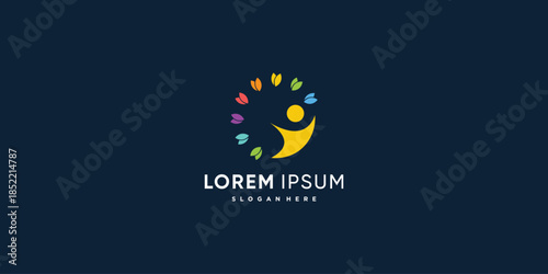 People logo with reach the dream concept Premium Vector part 2