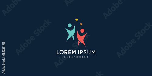 People logo with reach the dream concept Premium Vector part 6