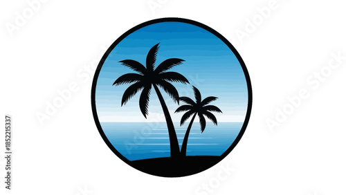 Tropical palm trees sway over a sandy paradise beach by the turquoise Caribbean sea under a sunny summer sky, creating a perfect island vacation landscape